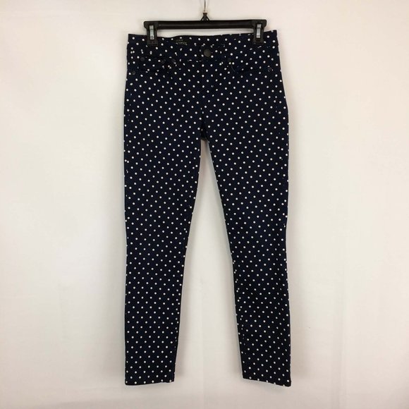 J Crew Blue White Polka Dot Toothpick Jeans Pants, size 26 - Picture 1 of 7